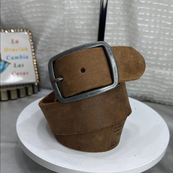 (H) Jack & Jones Men's Vintage Buffalo Leather Belt,Made in Italy, Brown,Size 85 - Picture 1 of 14
